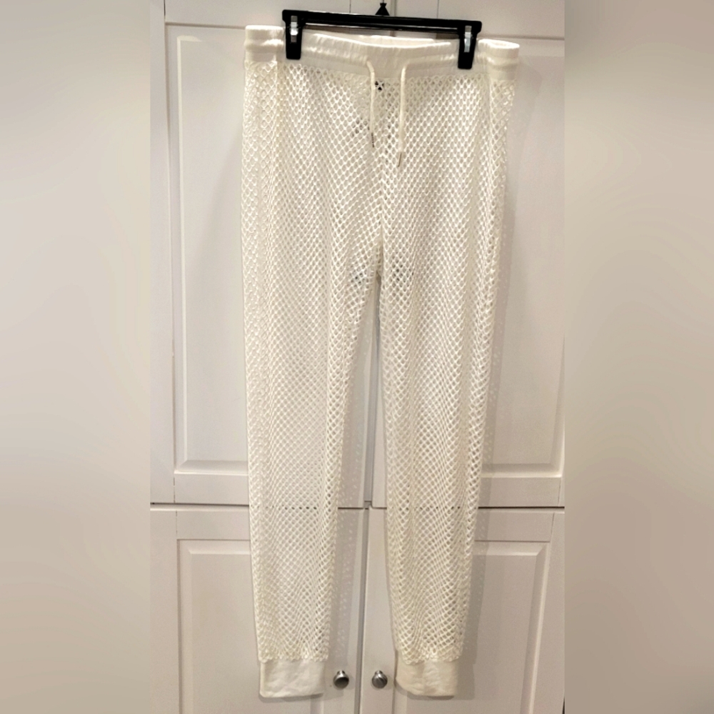 Men’s Mesh Fishnet Pants See Through with Adjustable Waistband, White XXL - Picture 4 of 13